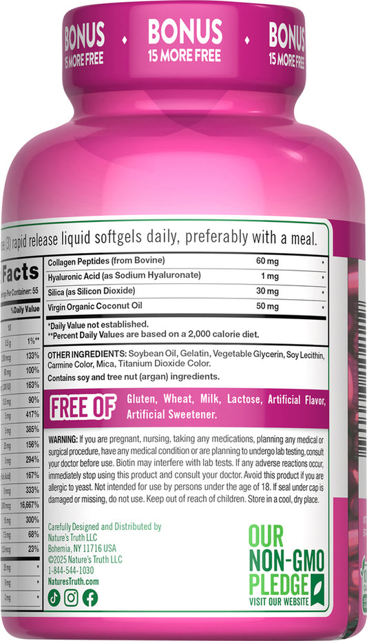 Nature’s Truth® Hair, Skin & Nails Supplement with Biotin, Bonus 150 + 15 Softgels
