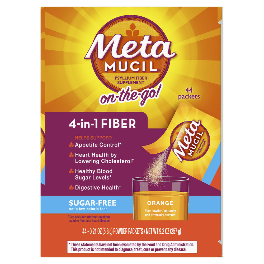 Metamucil Sugar-Free Fiber Supplement, 4-in-1 Support – 44 Capsules