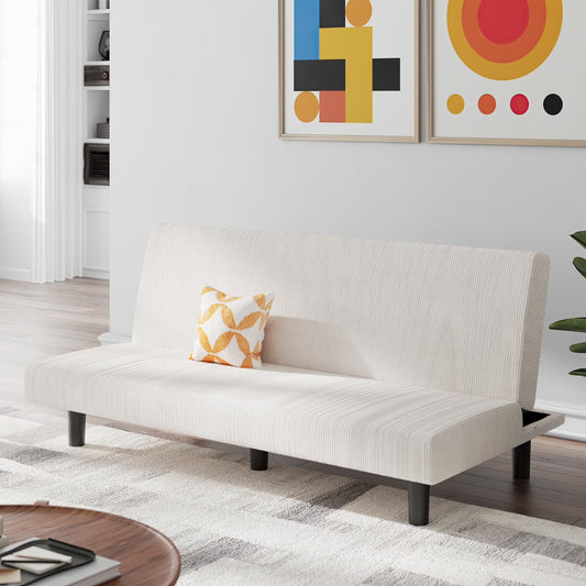 DHP Kelra Modern Armless Corduroy Futon for Small Spaces