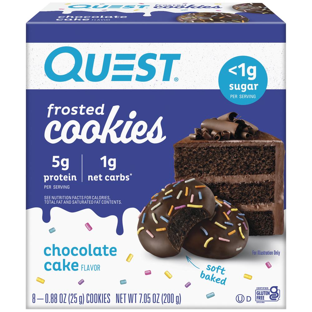 QUEST™ Chocolate Cake Frosted Protein Cookies – 8 Count | High-Protein Snack
