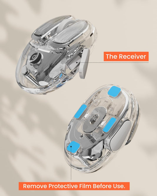 SEUNKWANG Q9 Transparent Wireless Mouse – RGB, Bluetooth & 2.4G, Rechargeable, Silver
