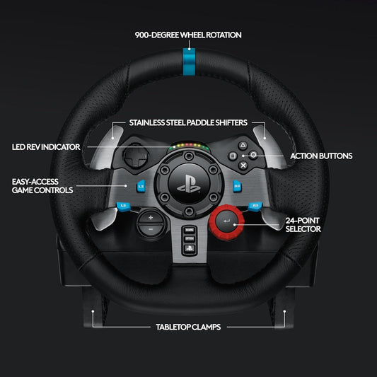 Logitech G29 Racing Wheel & Pedals for PS5, PS4 & PC | Force Feedback, Leather Wheel