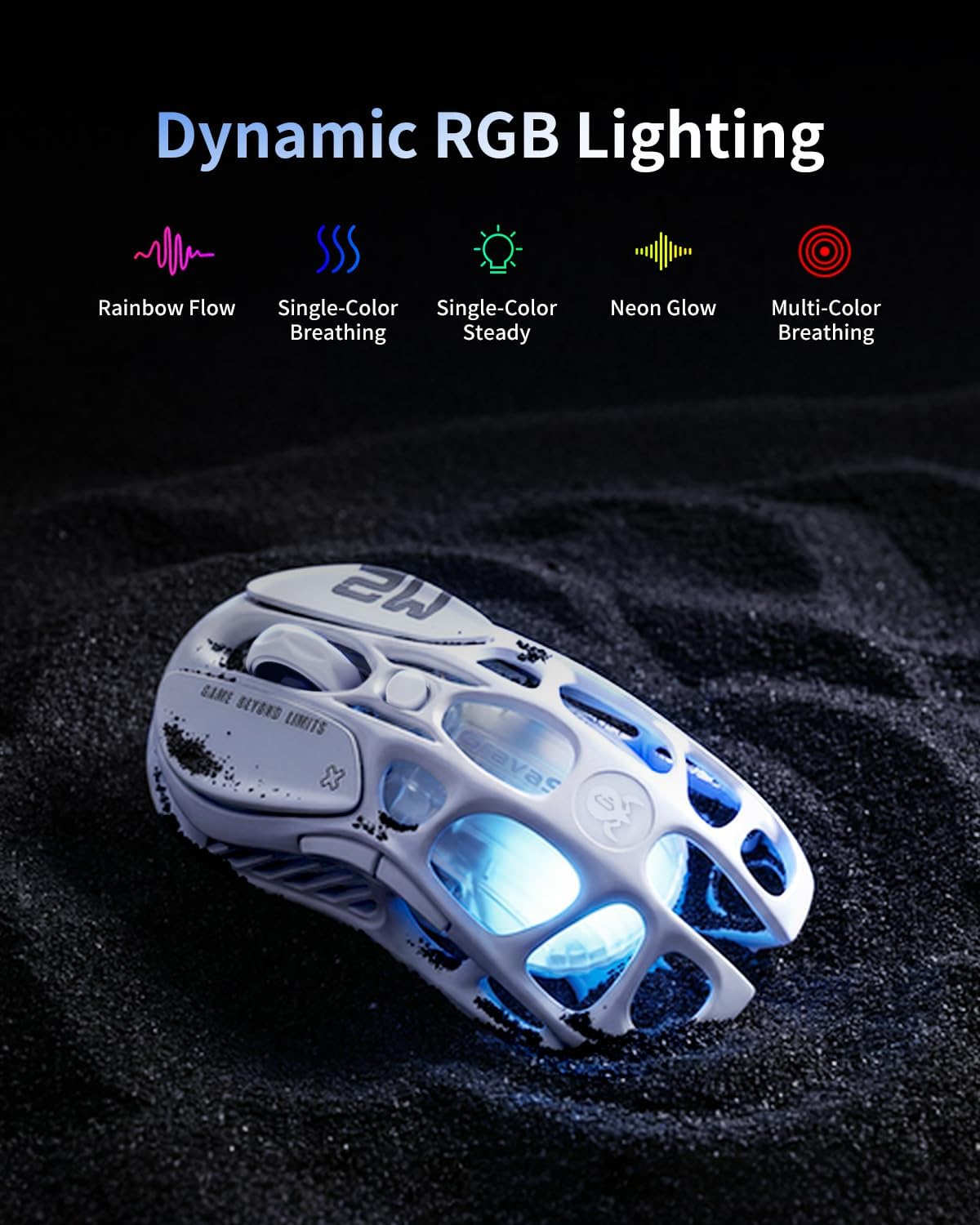 GravaStar Mercury M2 Gaming Mouse, 26K DPI, PAW3395 Sensor, Ultra-Light 79g, White