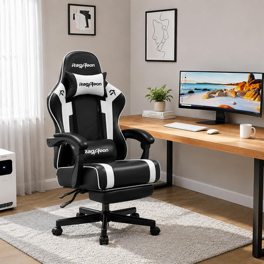 Gaming Chair for Adults with Pocket Springs, PU Leather, 400 lb Capacity