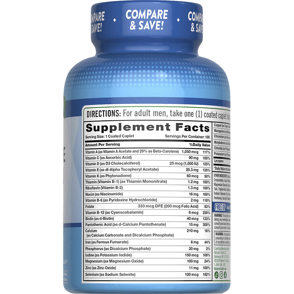 Nature’s Truth Men’s Daily Multivitamin Tablets – 100 Ct