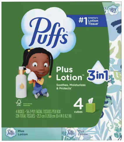 Premium Plus Lotion Facial Tissues – 3 Cube Boxes