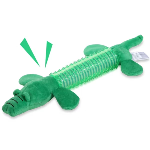 VECELA Interactive Dog Chew Toy, Plush & Rubber - Green