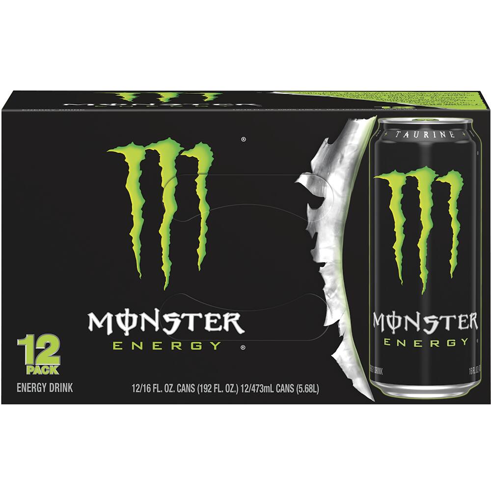Monster Energy Original Energy Drink – 12 x 16 fl oz Cans, Classic Energy Formula