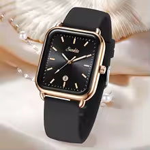 **SUNKTA Luxury Square Quartz Watch – Waterproof Luminous Analog Watch with Auto Date & Silicone Strap for Men & Women**