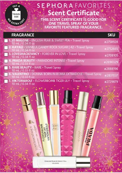 Sephora Favorites Perfume Sampler Set – Travel Sprays with Full-Size Voucher