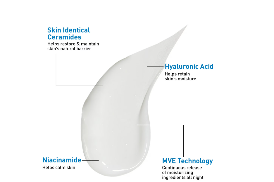 CeraVe Night Cream PM Ultra-Lightweight Moisturizing Lotion with Ceramides Niacinamide Hyaluronic Acid Restores Skin Barrier, 2 fl oz