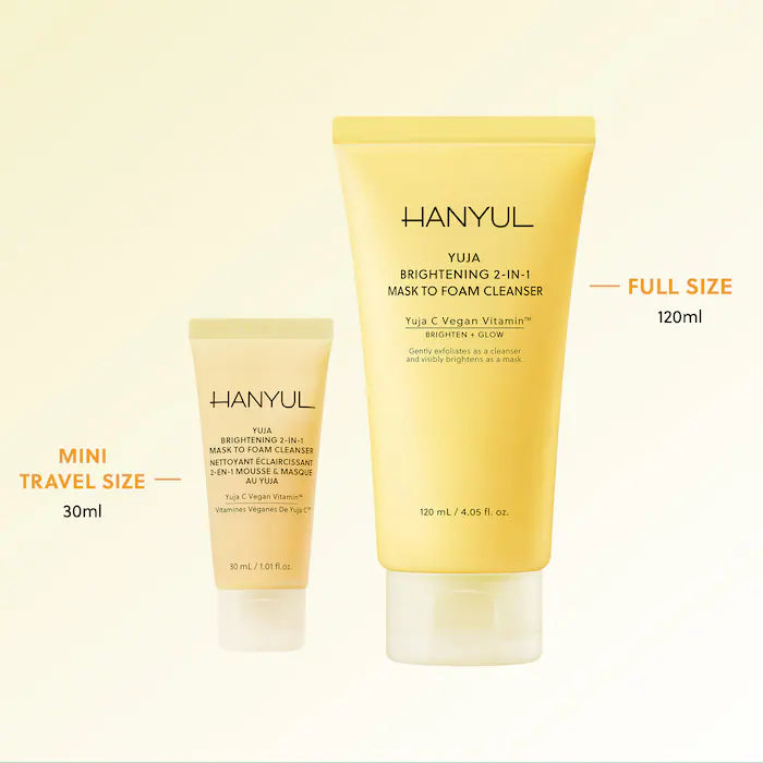 Korean Mini Yuja Brightening 2-in-1 Mask to Foam Cleanser with Vitamin C + Niacinamide