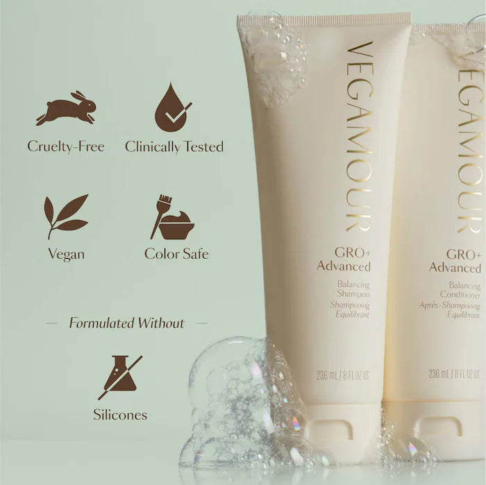 Vegamour GRO+ Advanced Balancing Shampoo and Conditioner Set for Severe Signs of Thinning