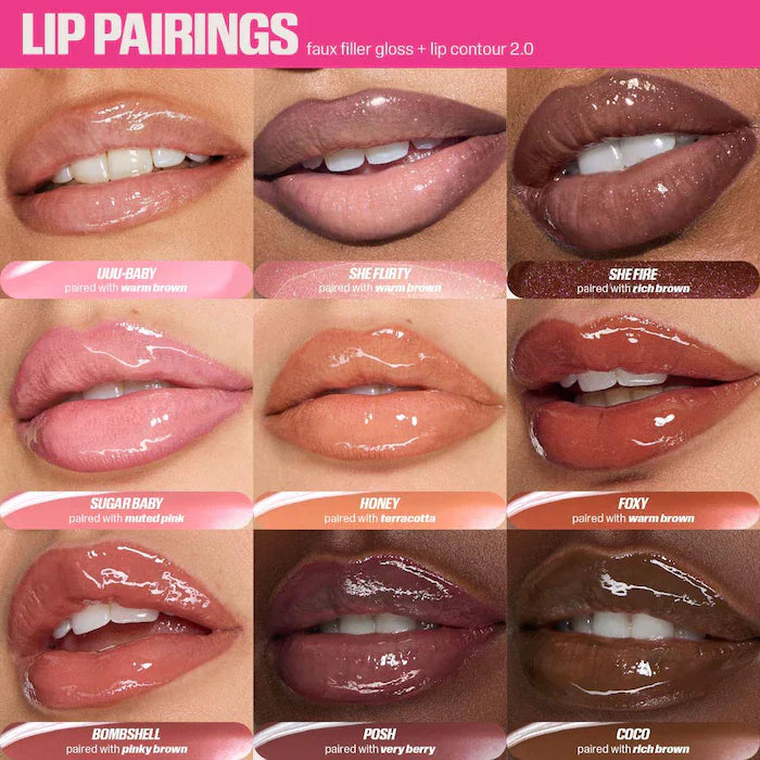 HUDA BEAUTY Faux Filler Shiny Non-Sticky Lip Gloss
