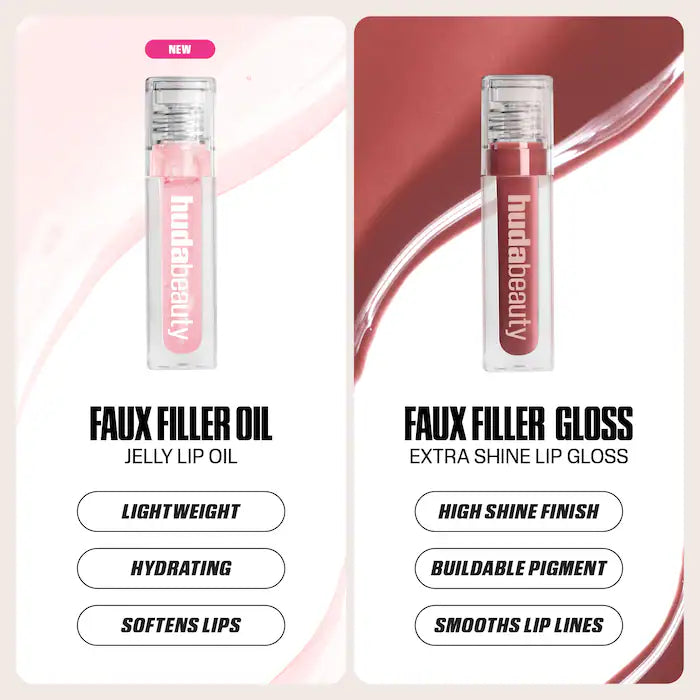 HUDA BEAUTY Faux Filler Ultra-Hydrating Tinted Jelly Lip Oil