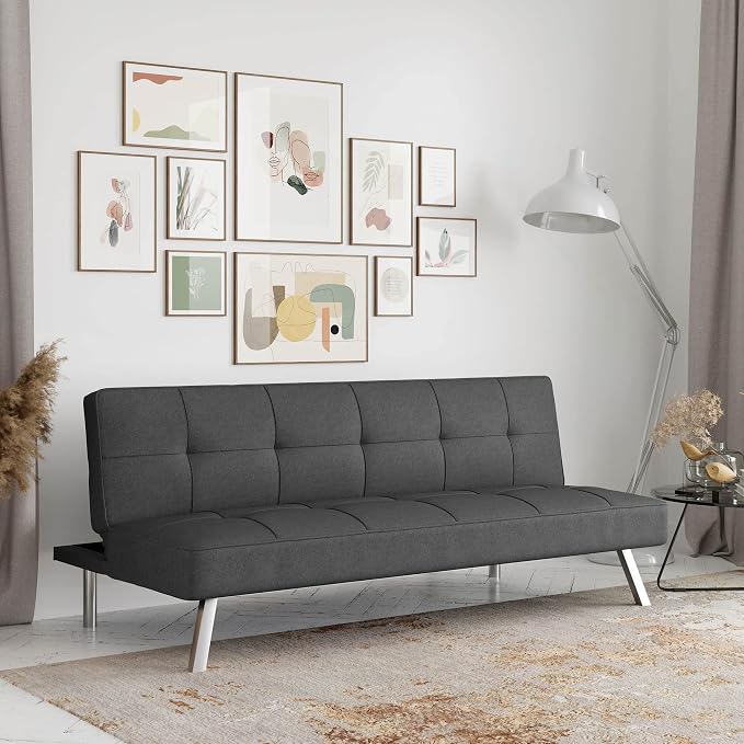 Serta Rane 66.1" 3-in-1 Convertible Futon Sleeper Couch (Black)