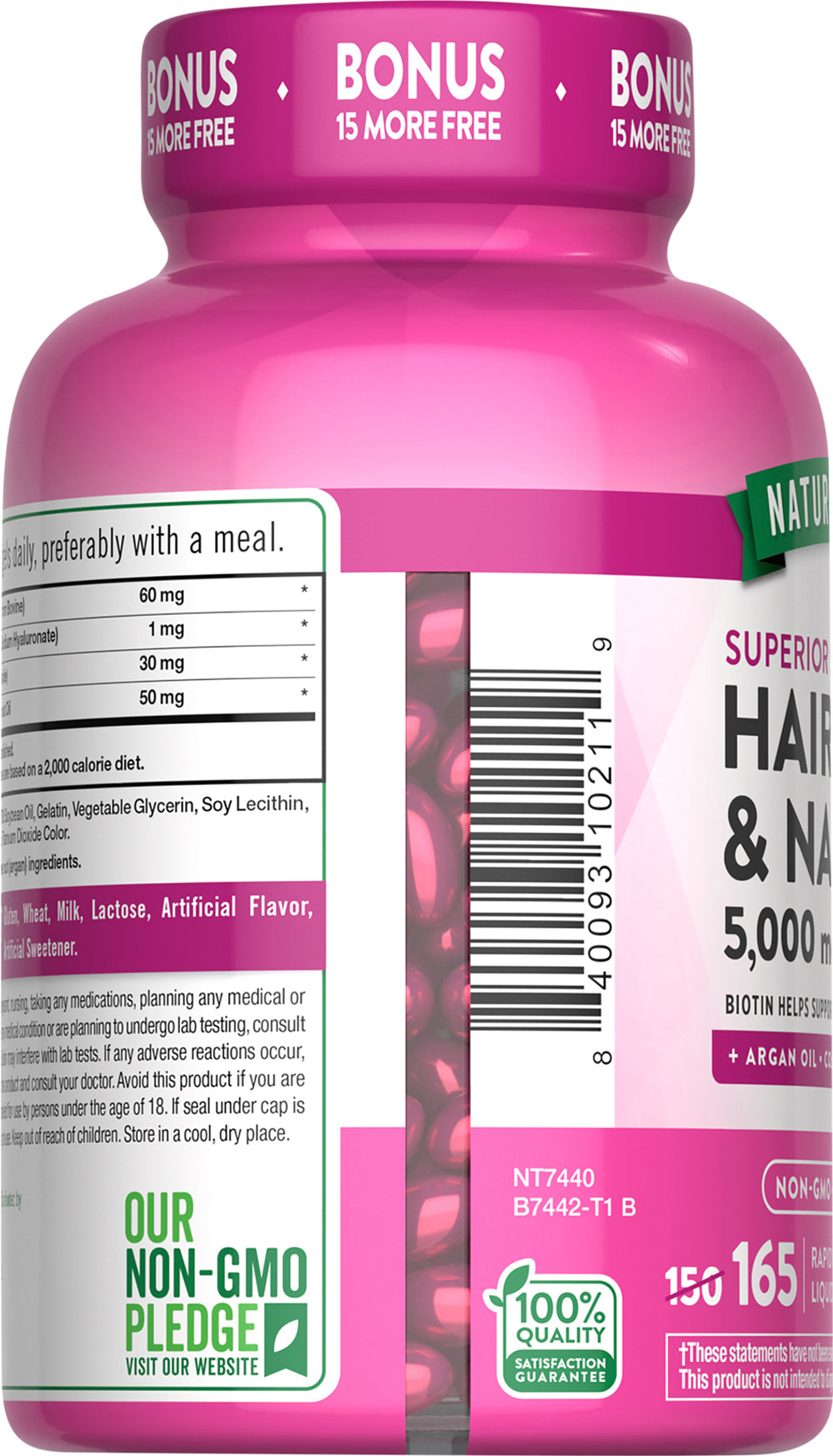 Nature’s Truth® Hair, Skin & Nails Supplement with Biotin, Bonus 150 + 15 Softgels