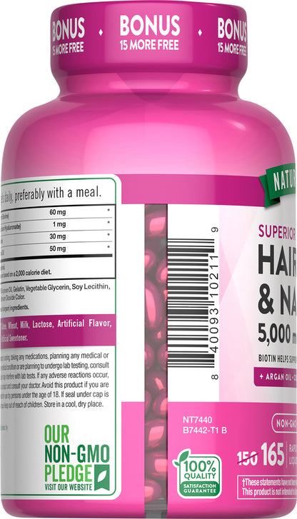 Nature’s Truth® Hair, Skin & Nails Supplement with Biotin, Bonus 150 + 15 Softgels