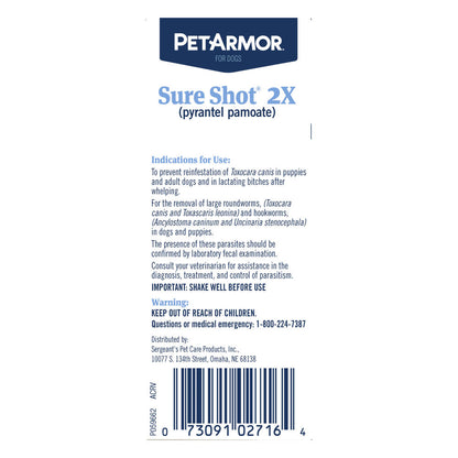 PetArmor® Sure Shot® 2X Liquid Wormer for Dogs Up to 120 lbs | Broad-Spectrum Dewormer Treatment