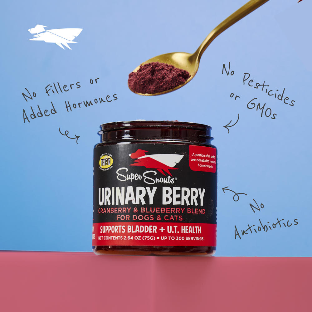 Super Snouts® Urinary Berry Cranberry & Blueberry Blend – 75g | Supports Urinary Tract & Bladder Health in Dogs & Cats