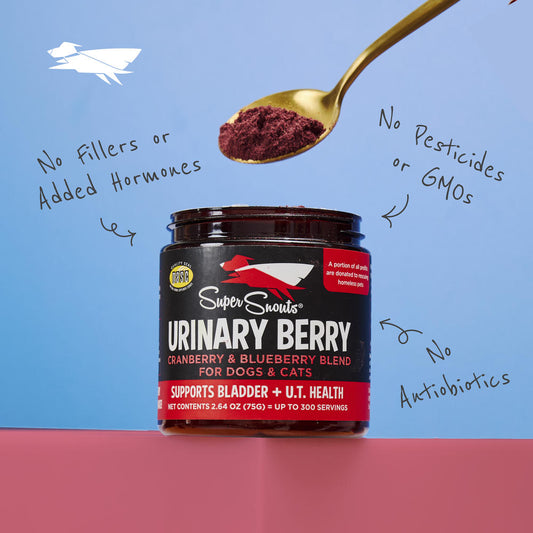 Super Snouts® Urinary Berry Cranberry & Blueberry Blend – 75g | Supports Urinary Tract & Bladder Health in Dogs & Cats