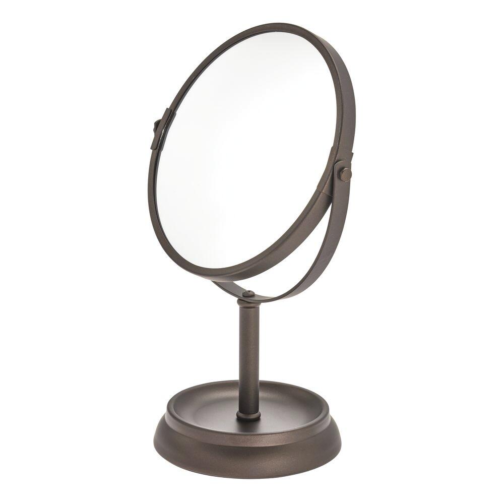 iDesign Makeup Mirror 3X Magnification, 6.5" Bronze Countertop Vanity Mirror
