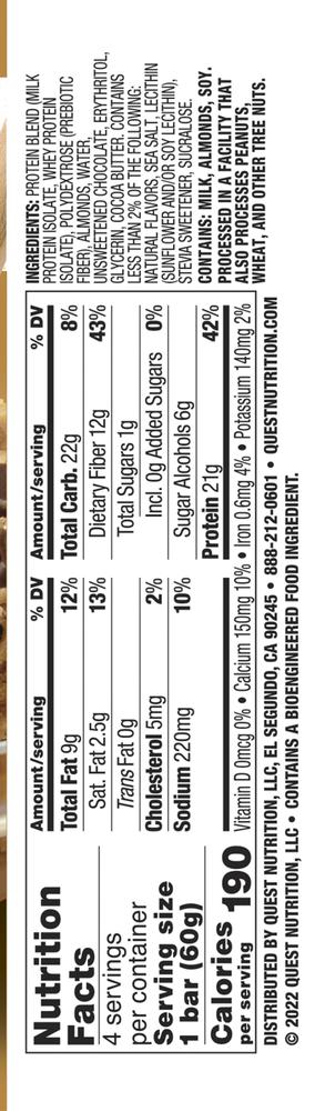 Quest™ Chocolate Chip Cookie Dough Protein Bars | High Protein, Low Sugar Snack Bar | 4 Pack