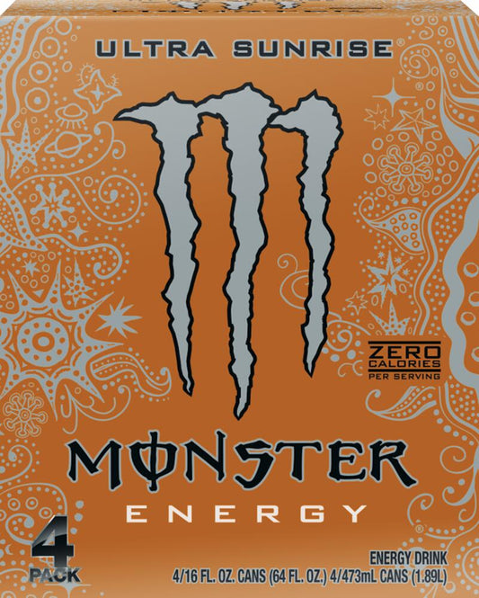 Monster Ultra Sunrise® Sugar-Free Energy Drink, 16 oz Cans (Pack of 4)