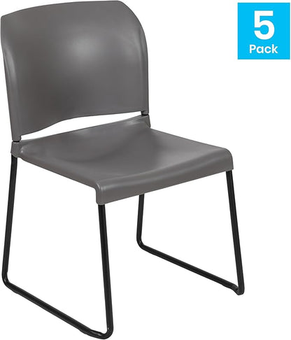 Flash Furniture Hercules Series Ergonomic Stacking Chairs – Set of 5 (Black)