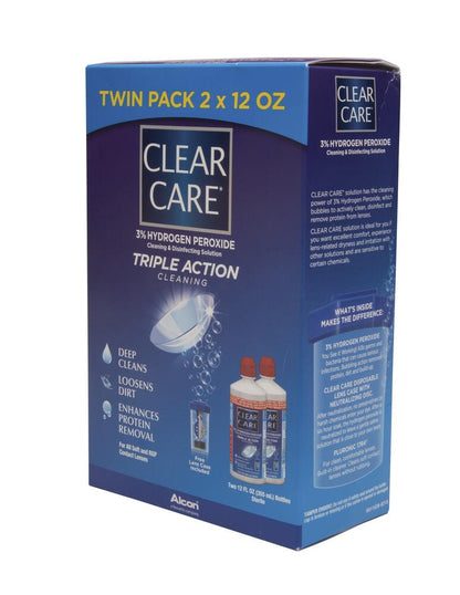 CLEAR CARE Contact Lens Cleaning Solution 2 Pack - 12 oz, Easy to Use, Ideal for Cleaning Contact Lenses