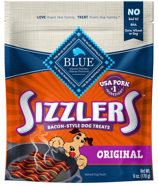 BLUE Sizzlers All Breed Natural Bacon-Style Dog Treats - 6 oz