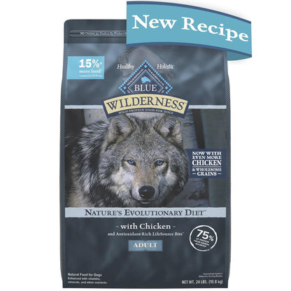 BLUE Wilderness™ High-Protein Chicken Dry Dog Food with Wholesome Grains – 24 lb