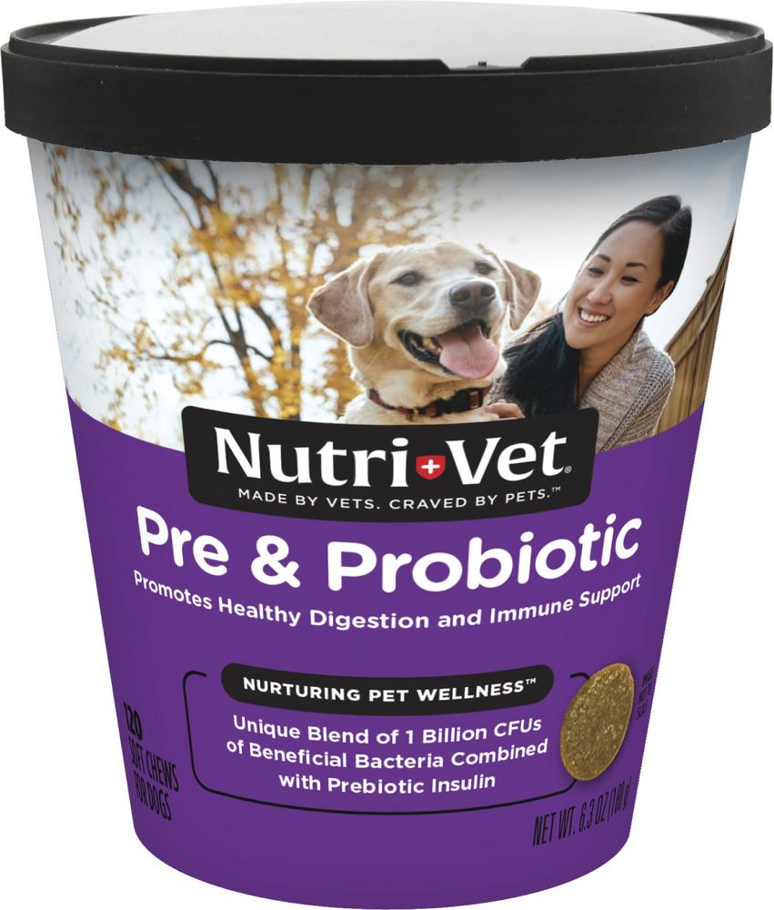 Nutri-Vet® Pre & Probiotic Soft Chews for Dogs – Digestive & Immune Support, 120 Count