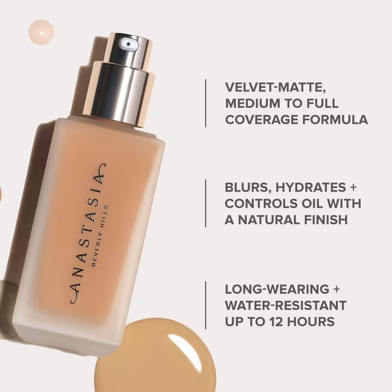 **Anastasia Beverly Hills Impeccable Blurring Second-Skin Matte Foundation – Longwear Matte Coverage