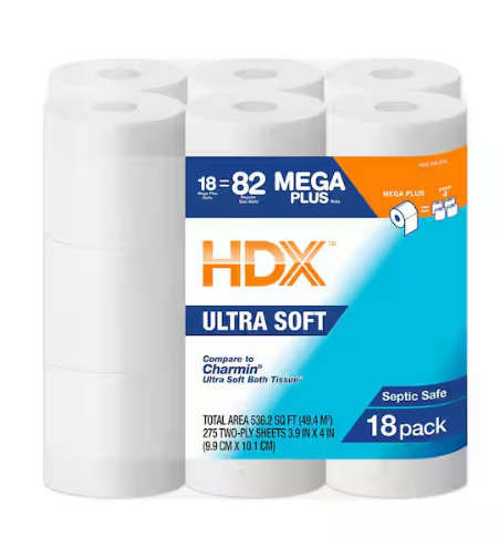 Premium Ultra-Soft Toilet Paper – 18 Mega Plus Rolls