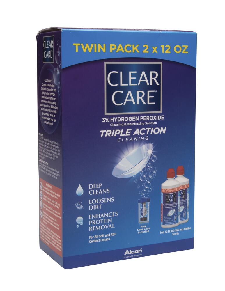CLEAR CARE Contact Lens Cleaning Solution 2 Pack - 12 oz, Easy to Use, Ideal for Cleaning Contact Lenses