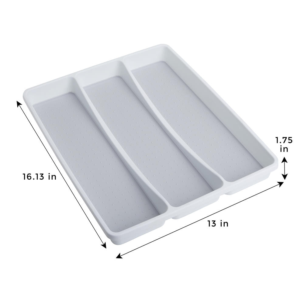 Saim White with Gray 3-Compartment Plastic Drawer Organizer - Smart Design for Versatile Storage Solutions