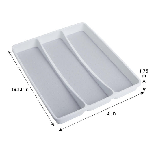 Saim White with Gray 3-Compartment Plastic Drawer Organizer - Smart Design for Versatile Storage Solutions