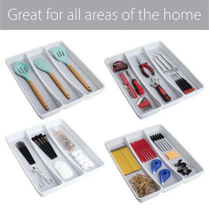 Saim White with Gray 3-Compartment Plastic Drawer Organizer - Smart Design for Versatile Storage Solutions