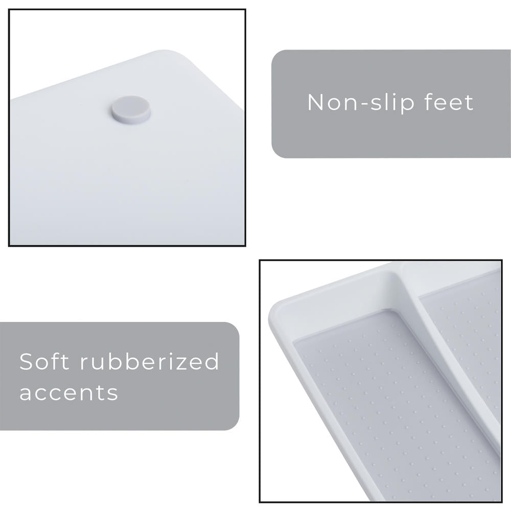 Saim White with Gray 3-Compartment Plastic Drawer Organizer - Smart Design for Versatile Storage Solutions