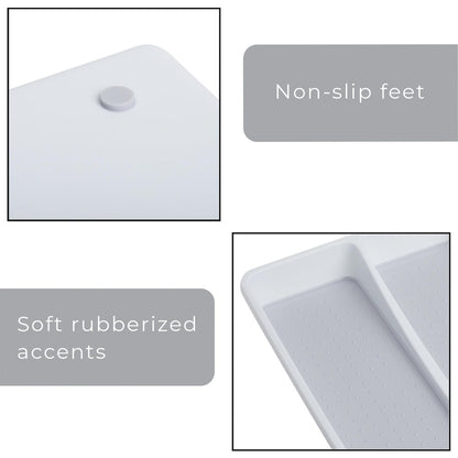 Saim White with Gray 3-Compartment Plastic Drawer Organizer - Smart Design for Versatile Storage Solutions