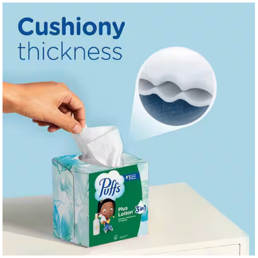 Premium Plus Lotion Facial Tissues – 3 Cube Boxes