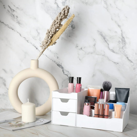 Mantello® Multi-Compartment Cosmetic Organizer – White
