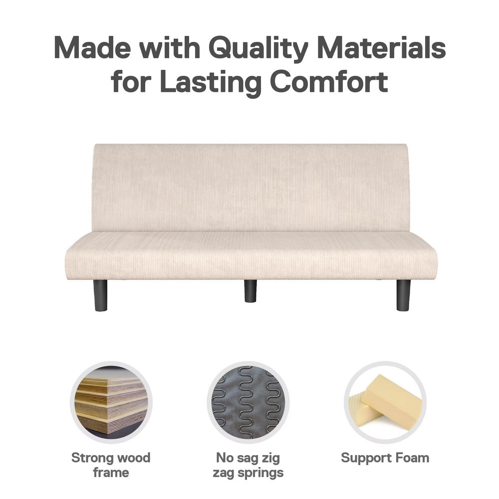 DHP Kelra Modern Armless Corduroy Futon for Small Spaces