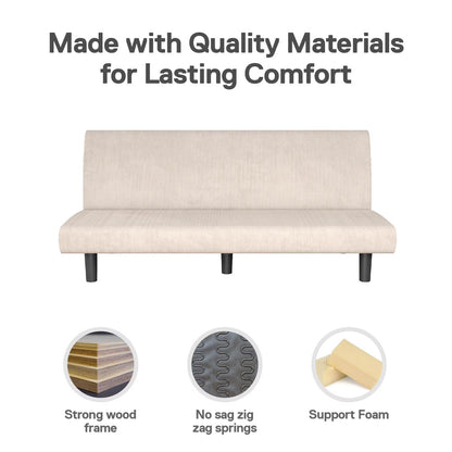 DHP Kelra Modern Armless Corduroy Futon for Small Spaces