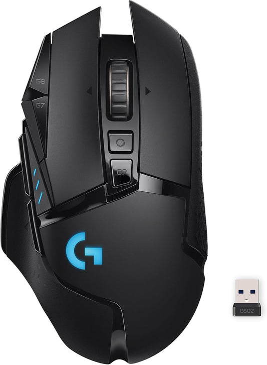 Logitech G502 LIGHTSPEED Wireless Gaming Mouse, RGB, 11 Programmable Buttons, Black