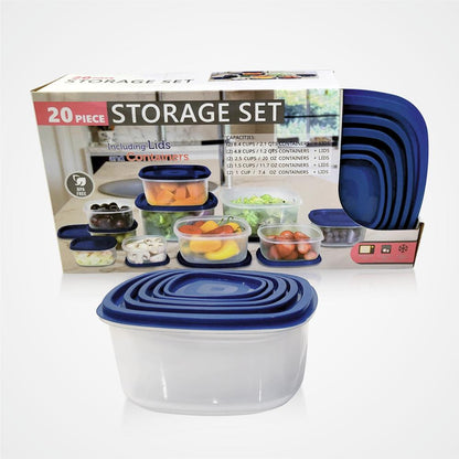 "20-Piece Plastic Food Storage Container Set"