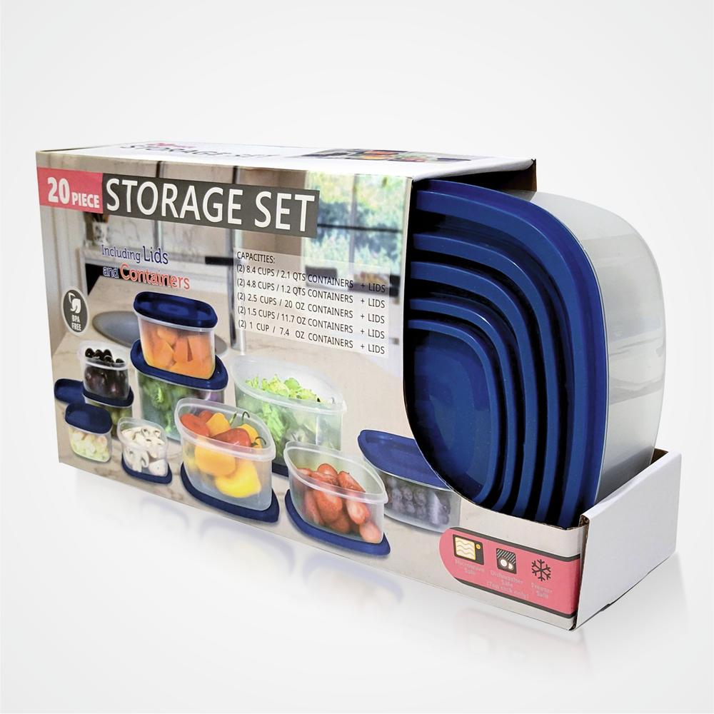 "20-Piece Plastic Food Storage Container Set"