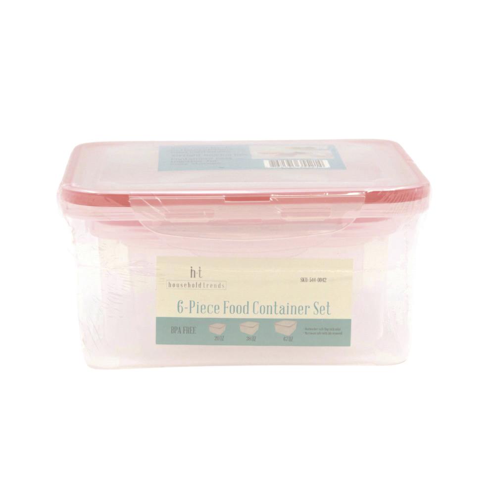 "Household Trends™ 6-Piece Plastic Food Storage Container Set"