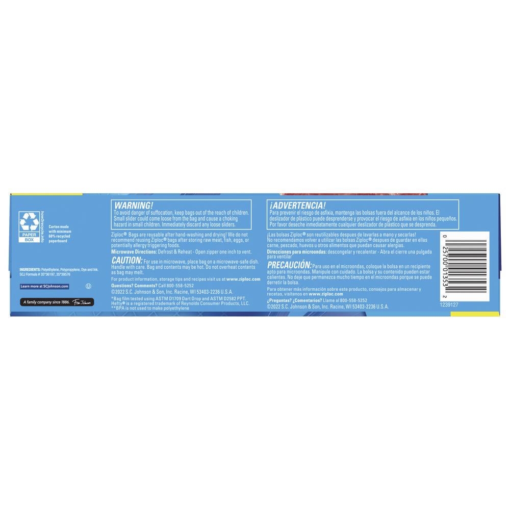 "Ziploc® Gallon Slider Freezer Bags - 28 Count, Bonus Pack"